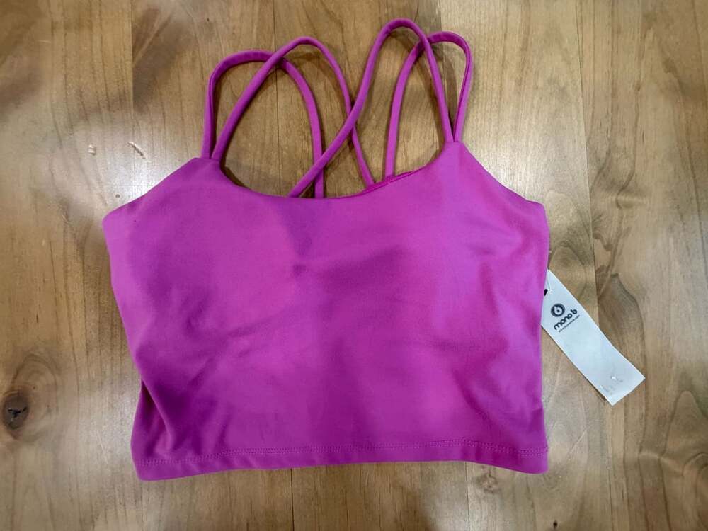 Mono B Hot Pink Strappy Back Yoga Crop Top Sports Bra